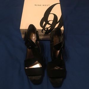 Black Suede and Patten Leather Crisscrossed Heels